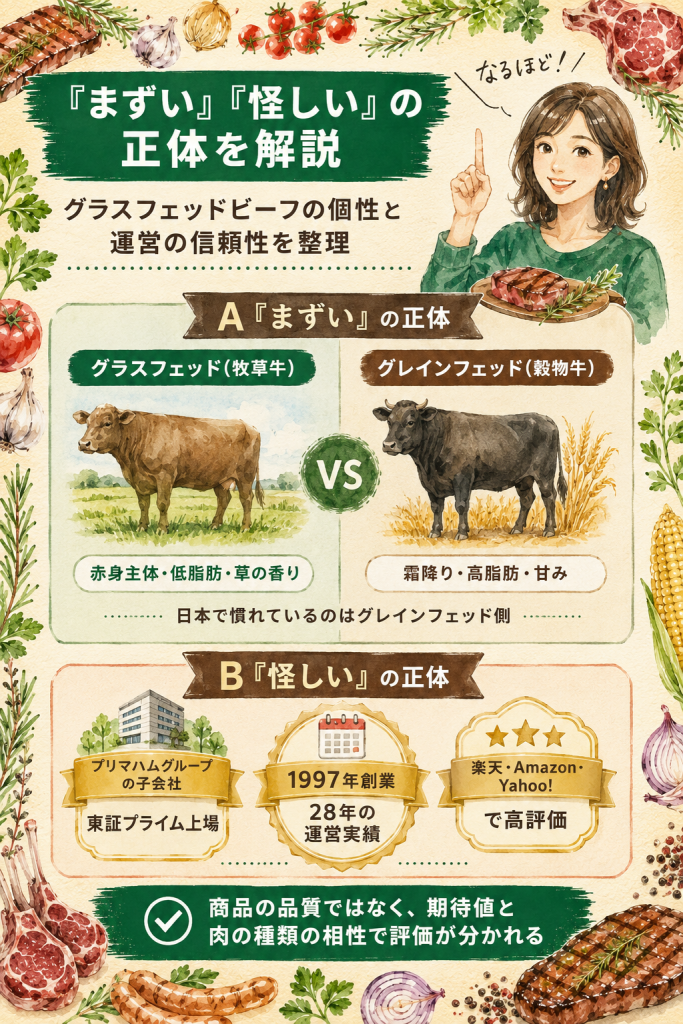 ミートガイのまずい・怪しい疑念の正体・グラスフェッドの個性とプリマハム傘下の信頼性